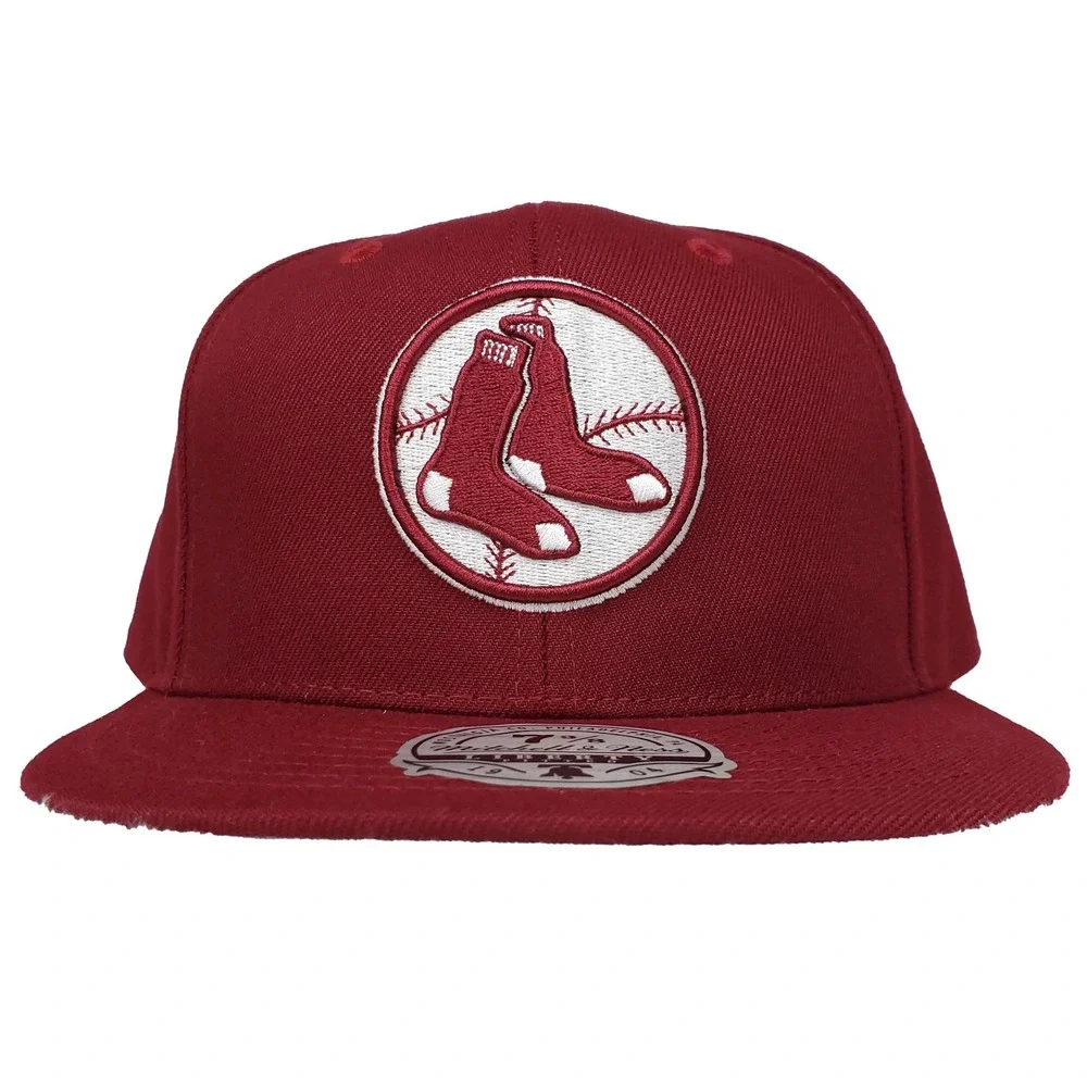 Boston Red Sox Mitchell‎ & Ness MLB Fitted 7 3/8 Liberty Fit Hat Cap Maroon NWT